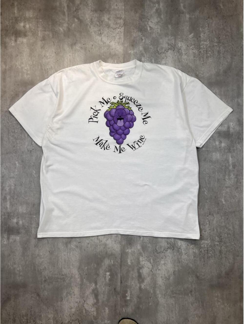 Vintage Grape Graphic T-Shirt White Funny Wine Tee XXL